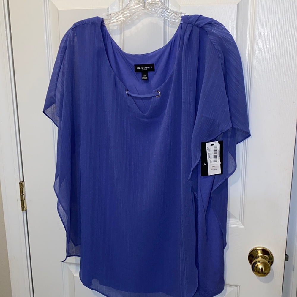 NWT  I.N. Studio Plus Women Top Lavender Plus Size 3X Flowy Blouse